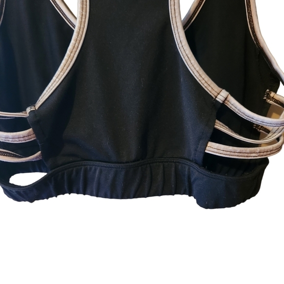 Bebe  sport black silver elastic band racer back sports bra - Picture 7 of 7